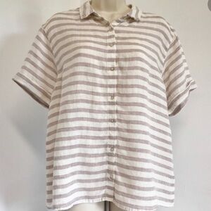 Rachel Zoe 100% Linen shirt size M button-down Striped